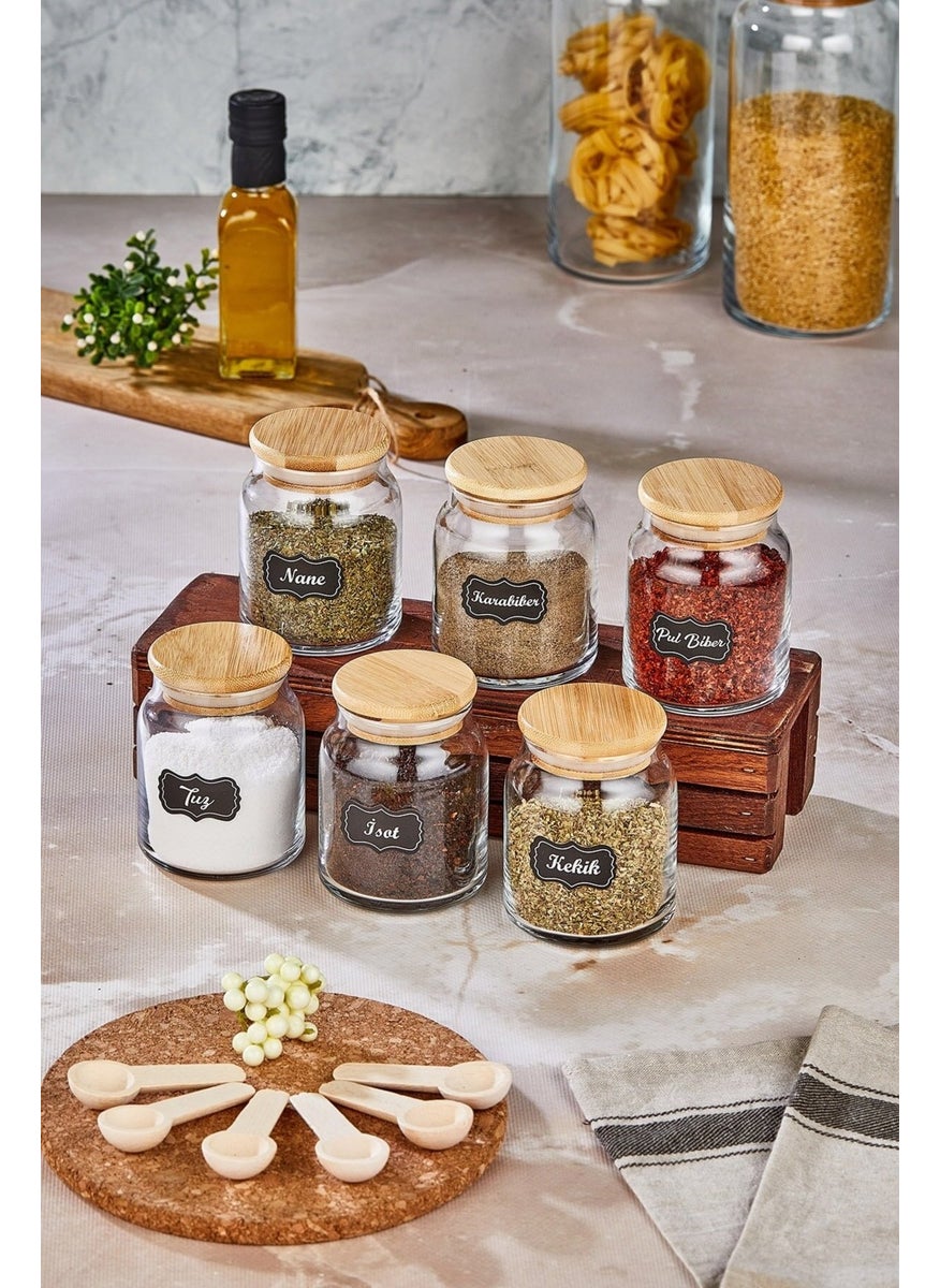 Fbz Home Luxury Spice Set with 6 Spoons Glass Jar Storage Container (300 ml Spice Jar Set)  - Image 3