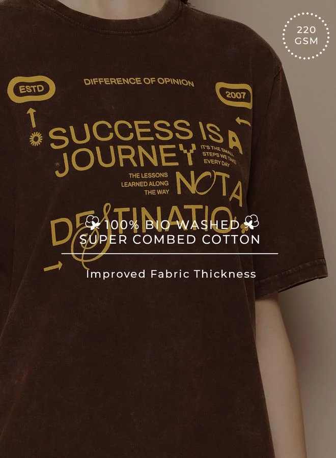 Difference of Opinion Women Oversized Washed Printed T-Shirt