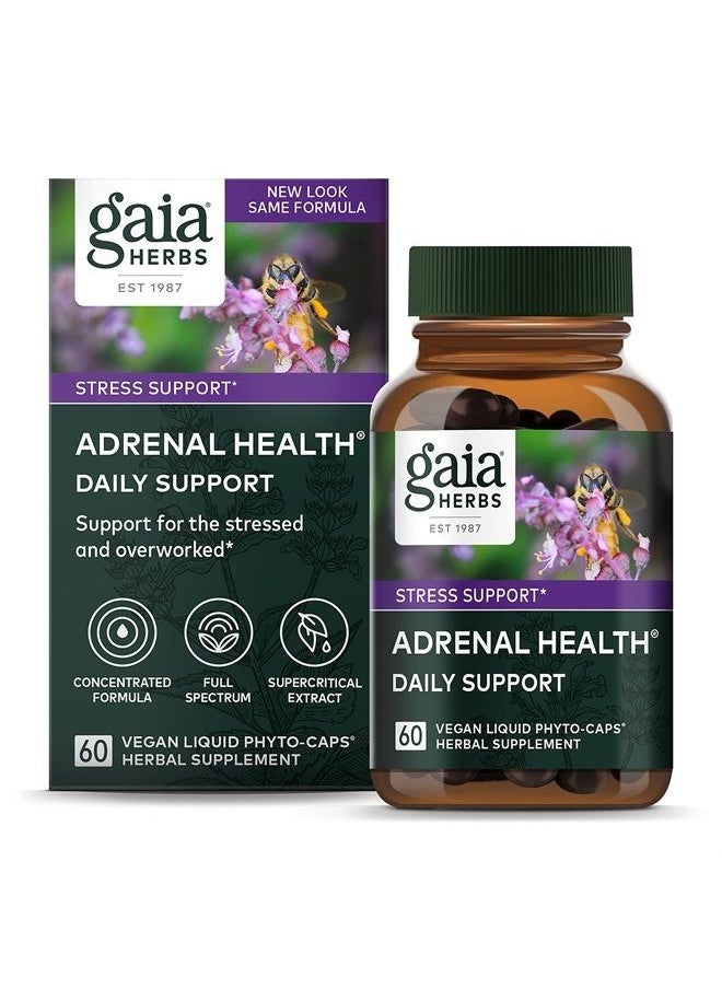 Gaia Herbs Adrenal Health Daily Support - with Ashwagandha, Holy Basil & Schisandra - Herbal Supplement to Help Maintain Healthy Energy and Stress Levels - 60 Liquid Phyto-Capsules (60 Count)  - Image 1