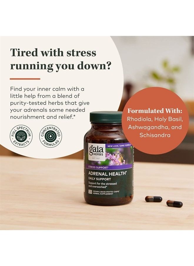 Gaia Herbs Adrenal Health Daily Support - with Ashwagandha, Holy Basil & Schisandra - Herbal Supplement to Help Maintain Healthy Energy and Stress Levels - 60 Liquid Phyto-Capsules (60 Count)  - Image 3