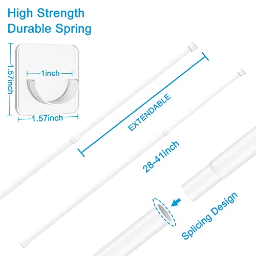 AIZESI Spring Tension Curtain Rods Short Tension Rod (White,27" to 37"-2Pcs) - Image 2