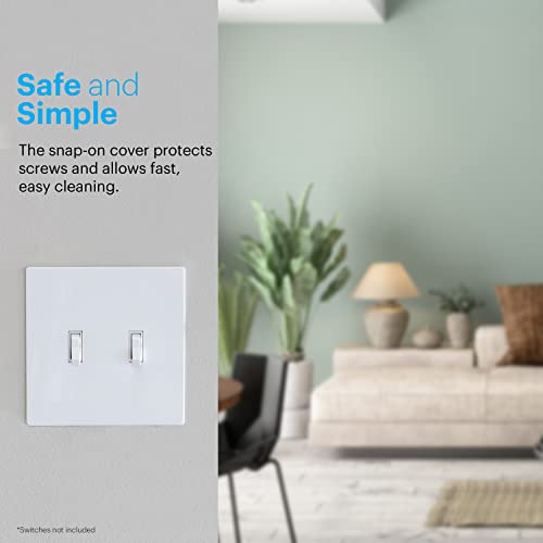 Power Gear Double Toggle Screwless Wall Plate Cover, 4.75” H x 4.75” L, Outlet Covers Wall Plate, Light Switch Cover Plate, Switch Plates and Outlet Covers, Outlet Cover Plate, UL Listed, 5 PK, 70653 - Image 5
