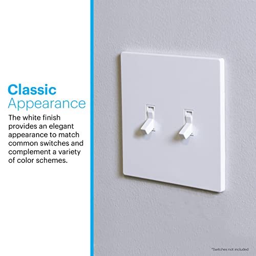 Power Gear Double Toggle Screwless Wall Plate Cover, 4.75” H x 4.75” L, Outlet Covers Wall Plate, Light Switch Cover Plate, Switch Plates and Outlet Covers, Outlet Cover Plate, UL Listed, 5 PK, 70653 - Image 4