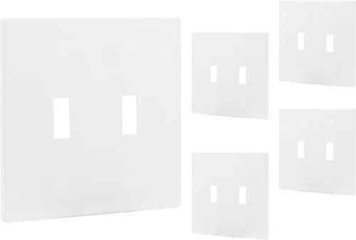 Power Gear Double Toggle Screwless Wall Plate Cover, 4.75” H x 4.75” L, Outlet Covers Wall Plate, Light Switch Cover Plate, Switch Plates and Outlet Covers, Outlet Cover Plate, UL Listed, 5 PK, 70653 - Image 1