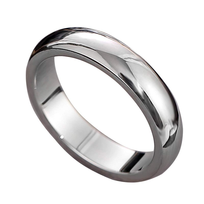 CCBFY 2 MM 4 MM Stainless Steel Ring Jewel Roman Numerals Stackable High Polish Plain Dome Tarnish Resistant Comfort Fit Ring Wedding Band Size 3-15 (4mm - Silver, 6.5) - Image 1