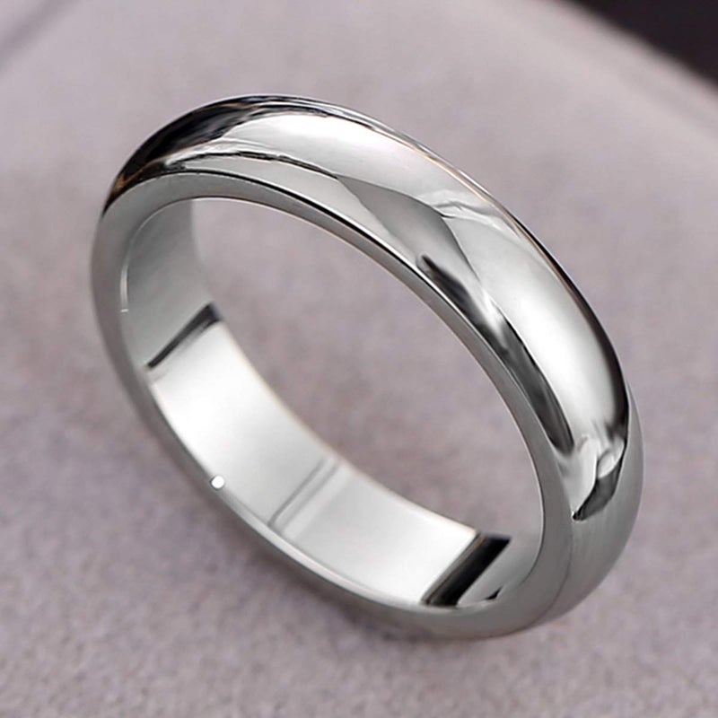CCBFY 2 MM 4 MM Stainless Steel Ring Jewel Roman Numerals Stackable High Polish Plain Dome Tarnish Resistant Comfort Fit Ring Wedding Band Size 3-15 (4mm - Silver, 6.5) - Image 2