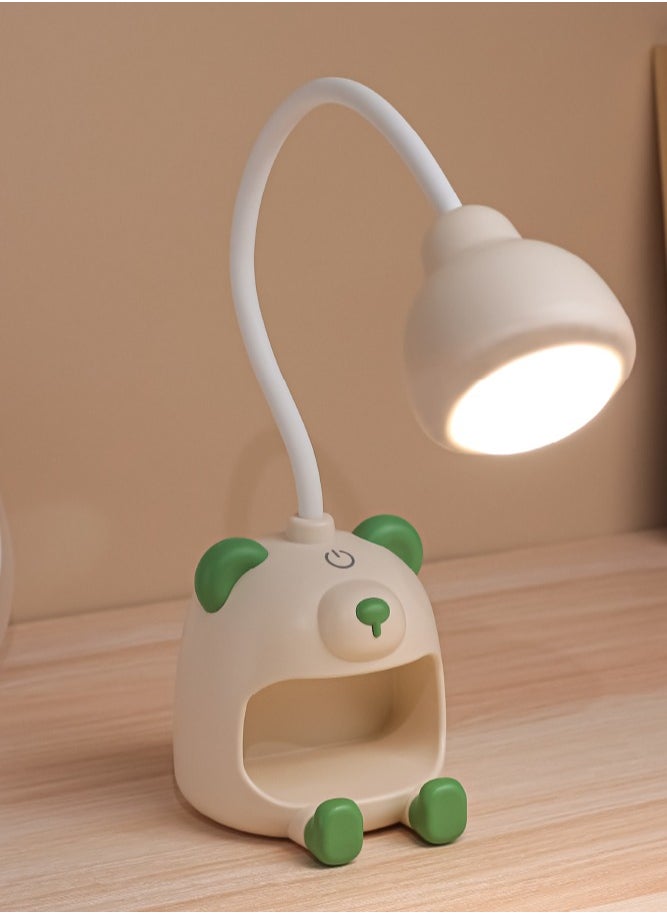 McmhyingPop LED Desk Lamp and Night Light with 360° Bendable Gooseneck, Cute Bear-Shaped for Home Office Kids Room, 1200mAh Rechargeable Battery, Storage Compartment, and Phone Stand  - Image 1