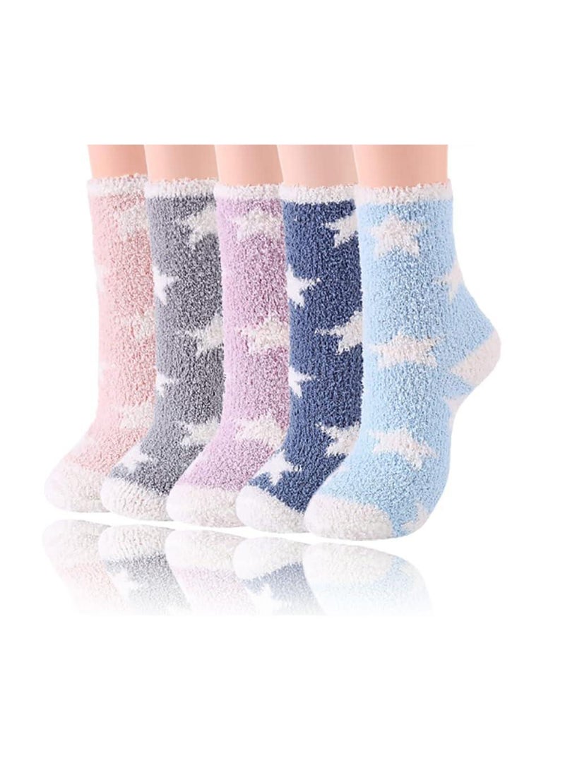 Sweet seven جوارب شتوية نسائية 5 أزواج، فخمة، ناعمة، ومضادة للانزلاق، مثالية للنوم، والرياضة، والمنزل، ميكروفايبر فاخرة لأقصى درجات الدفء والراحة، خيار هدية رائع - Image 1
