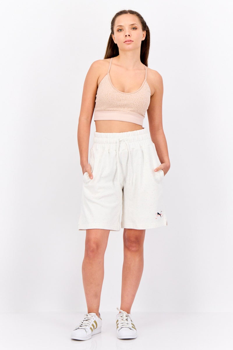 PUMA Women Sportswear Fit Brand Logo Outdoor Shorts, Off White  - Image 3
