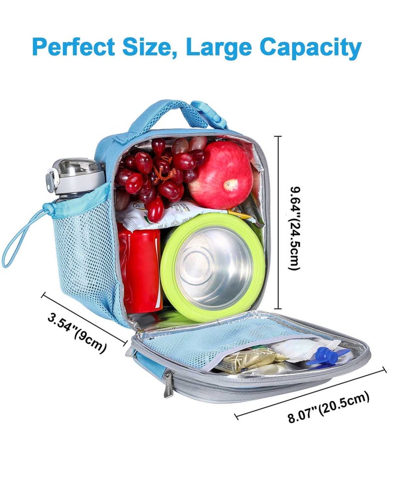 Amersun Kids Lunch Box with 8MM Insulated sponge & Water Bottle Holder, Keep Food Warm Cold School Lunch Bag for Kids Teen Girls Boys,Baby Blue - Image 3