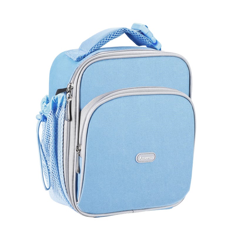 Amersun Kids Lunch Box with 8MM Insulated sponge & Water Bottle Holder, Keep Food Warm Cold School Lunch Bag for Kids Teen Girls Boys,Baby Blue - Image 2