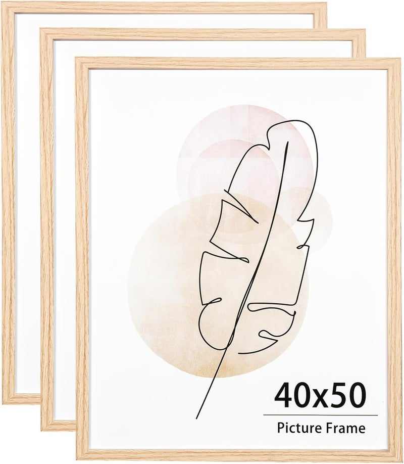 KAIWIN إطار صور عبوة من 3 من خشب البلوط للحائط والمكتب 40 × 50 سم - Image 1