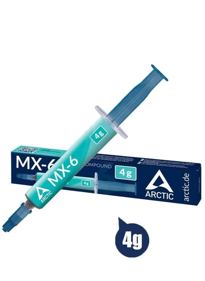 أركتيك معجون حراري MX-6 (4 غرام) فائق الأداء، معجون لتبديد حرارة بطاقات الرسومات في أجهزة الكمبيوتر المحمولة، متانة طويلة، استخدام آمن، معجون حراري موصل للحرارة مصنوع من السيليكون، مركب حراري مناسب لوحدات المعالجة المركزية، وأجهزة ألعاب الفيديو، وبطاقات الرسومات، وأجهزة الكمبيوتر المحمولة. - Image 1