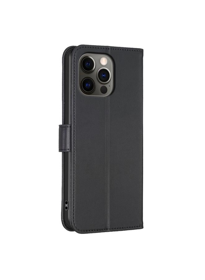 زبون جراب لهاتف iPhone 12 Pro Max مصنوع من الجلد المنقوش بأربع أوراق - Image 3