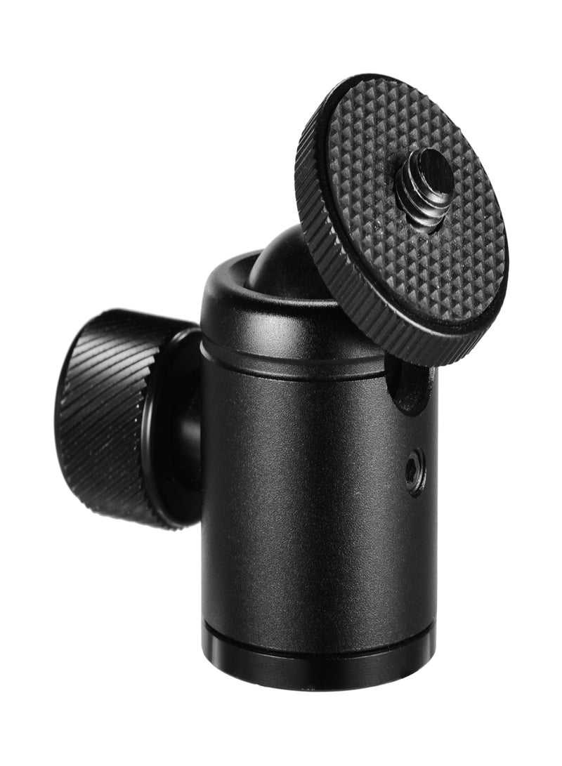 Mini Metal Tripod Head Adapter Ball Head Aluminum Alloy with 1/4 Inch Screw and 3/8 Inch Screw Hole for Mobile Phone Camera LED Light Tripod Black - Image 2