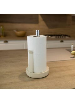 Primanova Primanova Paper Towel Holder, Deluxe Upright Towel Dispenser for Kitchen Countertop and Cabinet, Heavy Duty Solid Standup Paper Towel Holders, Plastic, Beige.  - Image 3