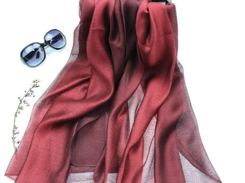 SNUG STAR وشاح SNUG STAR من القطن والحرير، لفات أنيقة وناعمة، ألوان متنوعة للنساء (أحمر نبيذي) - Image 2