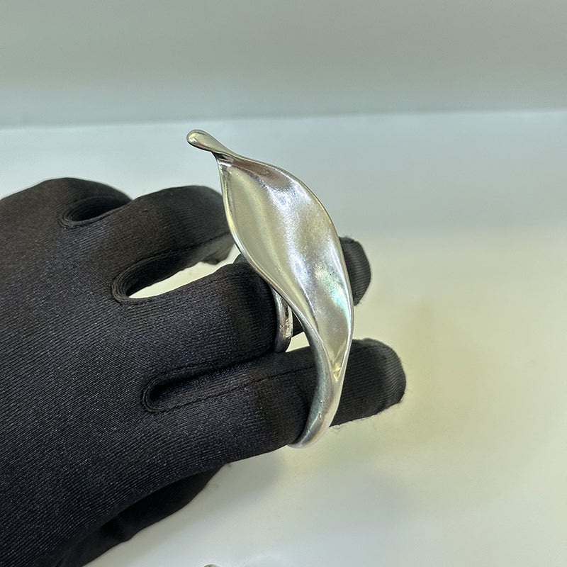 Fashionable Open Chokersilver Leaf Ring silver Leaf Ring 