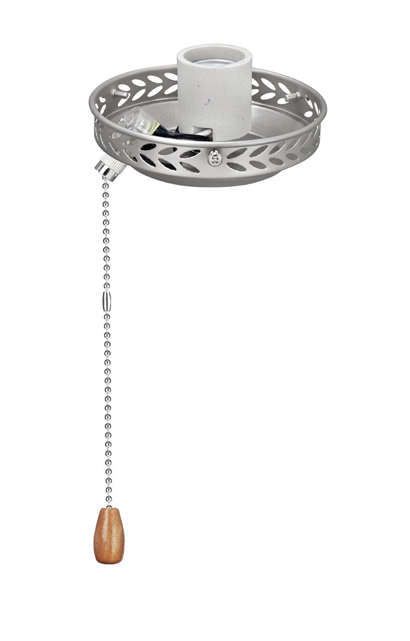 Aspen Creative 2200111 OneLight Ceiling Fan Fitter Light Kit with Pull Chain Brushed Nickel