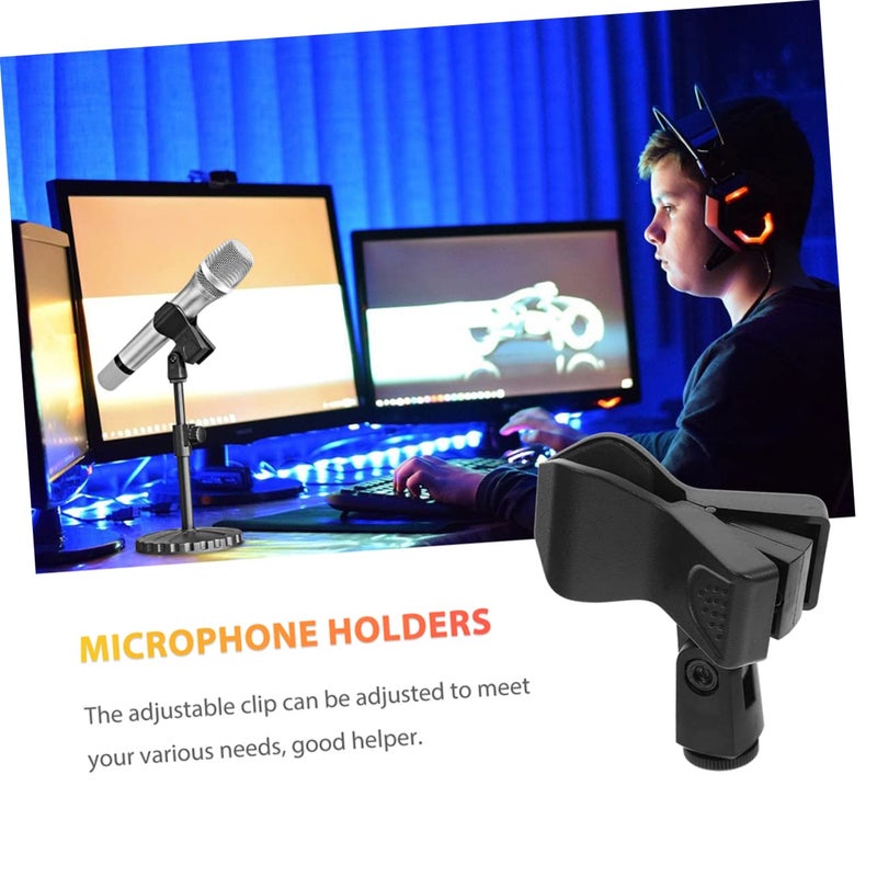6 Pack Adjustable Universal Microphone Clip Holder Sturdy Plastic Desktop Studio Mic Stand - Image 3