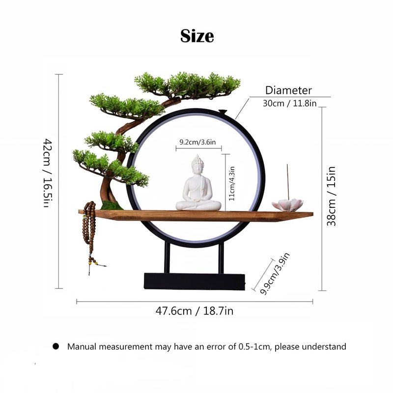 TXYXT Shakyamuni Buddha Ceramic Statue Indoor Backflow Incense Burner with Led Ring Lightï¼ŒMeditation Decoration for Home and Office, Suitable for Cone and Stick Incense - Image 5