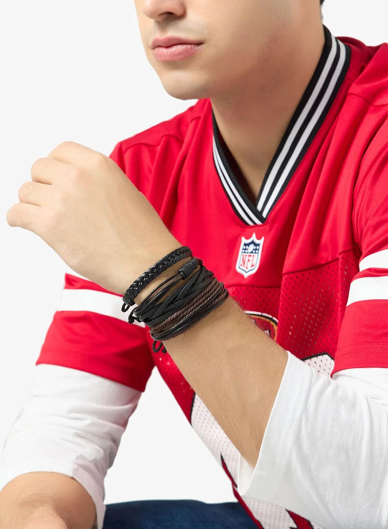 Seventy Five  Multi-Layer Braided Leather Bracelet for Men | Best Price UAE