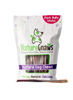 Extra Thin Pork Bully Sticks For Small Dogs 56" (15 Count)  Long Lasting For Light Chewers And Puppies  Natural Bacon Dog Chew Treats