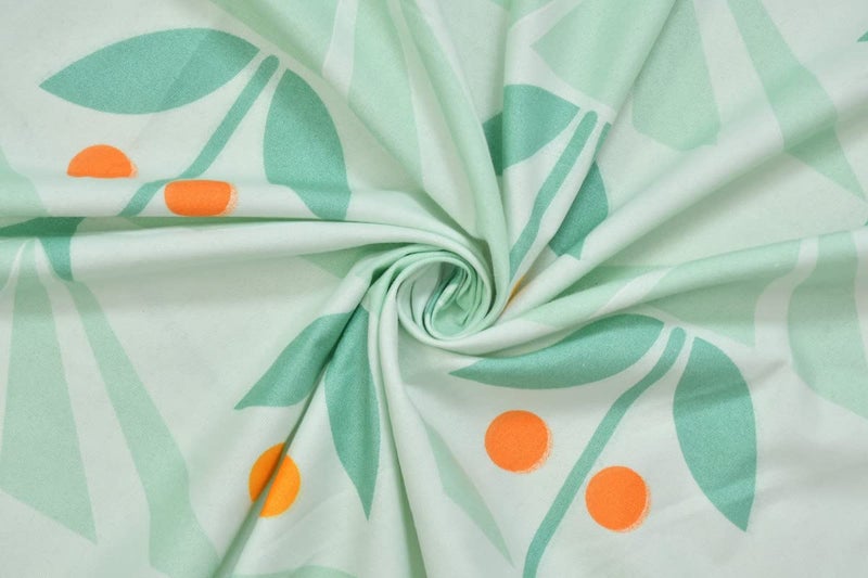 BSB Home® 200 TC 100% Cotton Feel Bedsheet for Single Bed with One King Size Pillow Covers Soft/Breathable Wrinkel Free -60x90 Inches - (Multicolour, Light Green Leaf) - Image 2