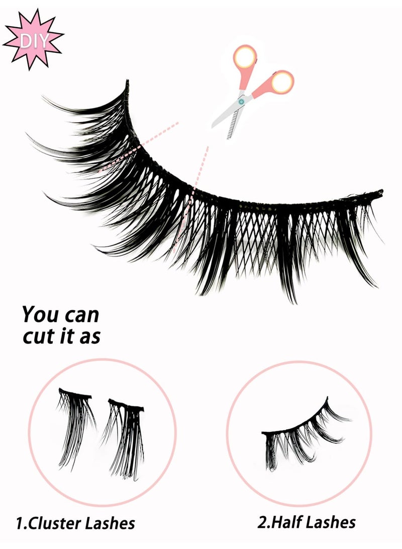 Beautybox 10 Pairs Manga Style False Eyelashes - 12mm Spiky Doll Lashes, Cat-Eye Wispy Clusters for Anime/Korean Makeup Look - Image 4