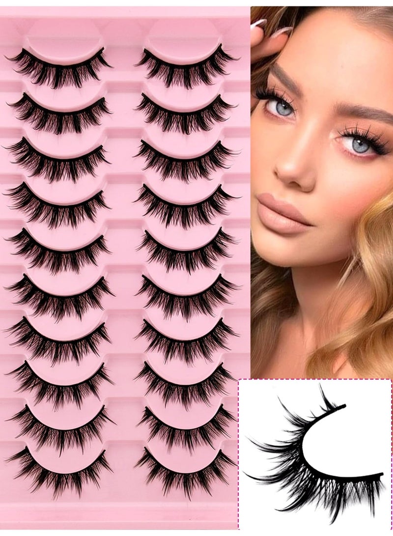 Beautybox 10 Pairs Manga Style False Eyelashes - 12mm Spiky Doll Lashes, Cat-Eye Wispy Clusters for Anime/Korean Makeup Look - Image 3