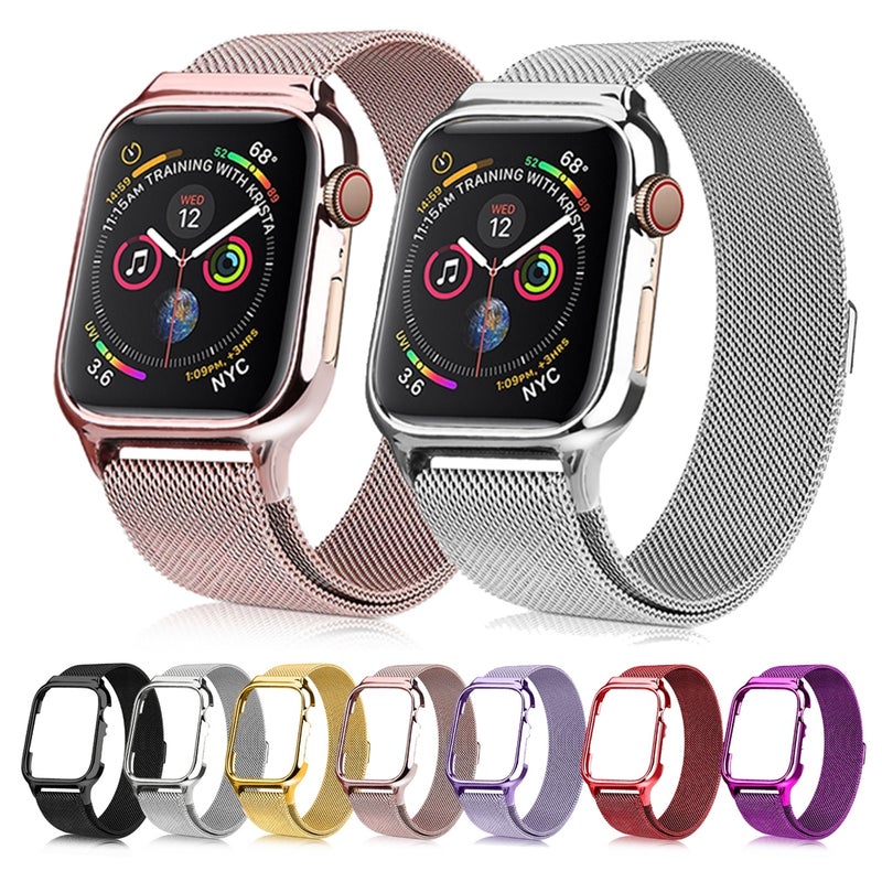 Milanese Loop Magnetic Stainless Steel Watch Band With Frame for Apple Watch Series 4 / 5 40mm(Silver)