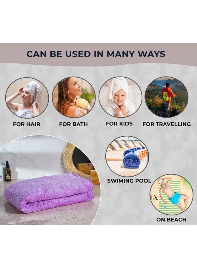 Fezora® Microfiber Bath Towels | (70x140) Extra Soft Plush & Quick Dry High Absorbency with Large Size Towels for Bathing (Pack of 2, Orange & Purple) - Image 5