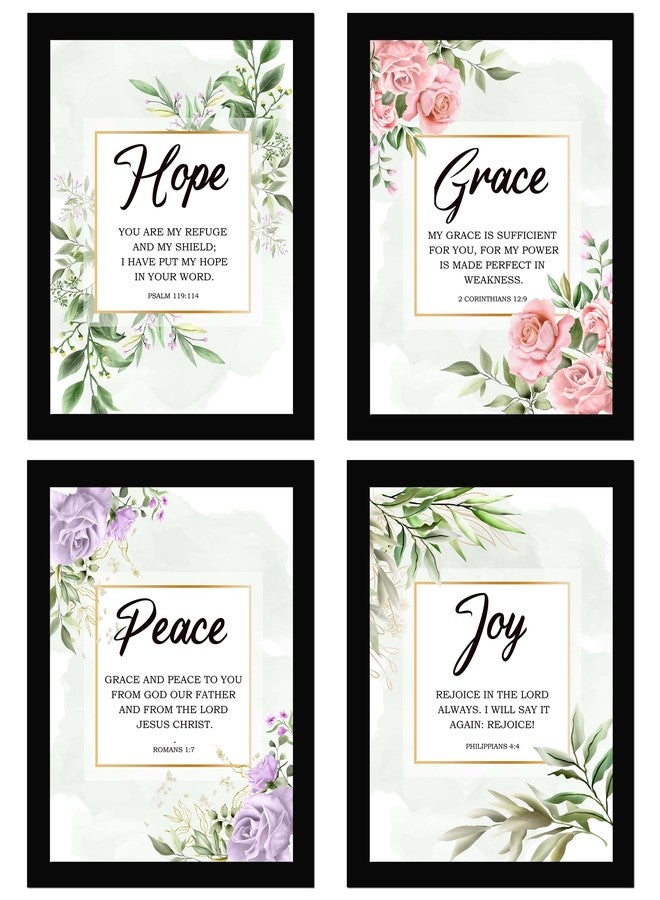 AR Creative HOPE, GRACE, PEACE, JOY - Bible Verse Wall Art, Bible Quotes Print with Frame, Home, Office Decor, Bible Quotes Poster (13.6 inch x 10.2 inch), Set of 4 - Image 1