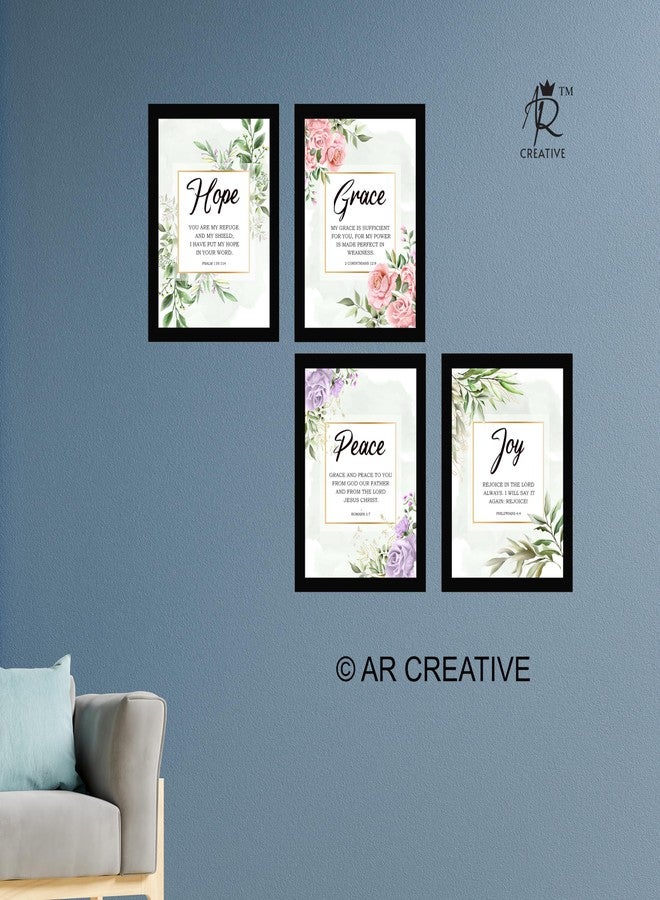 AR Creative HOPE, GRACE, PEACE, JOY - Bible Verse Wall Art, Bible Quotes Print with Frame, Home, Office Decor, Bible Quotes Poster (13.6 inch x 10.2 inch), Set of 4 - Image 2
