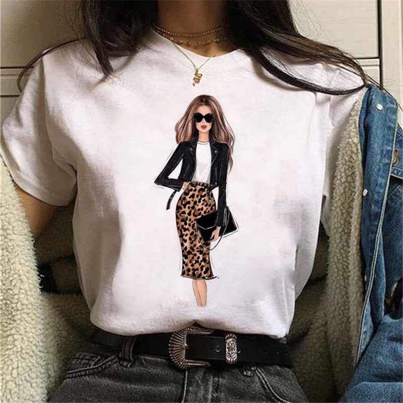 [Same day] cross-border supply of T-shirt printed T-shirt women's short-sleeved women's clothing - Image 1