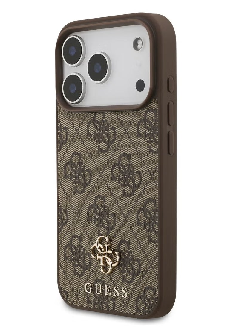 GUESS iPhone 17 Pro Max MagSafe Case – Brown 5G PU Leather with Small 4G and Classic Metal Logo | Ultra Slim & Lightweight | Easy Installation - Image 2