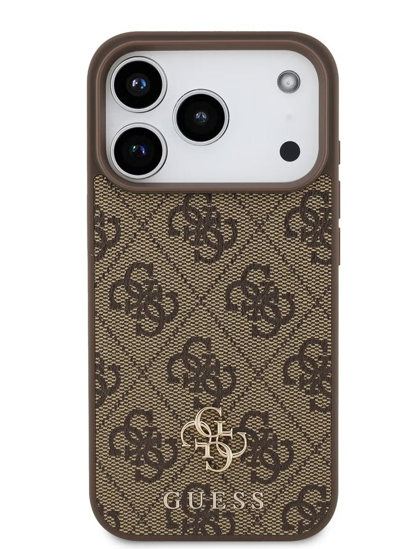 GUESS iPhone 17 Pro Max MagSafe Case – Brown 5G PU Leather with Small 4G and Classic Metal Logo | Ultra Slim & Lightweight | Easy Installation - Image 1