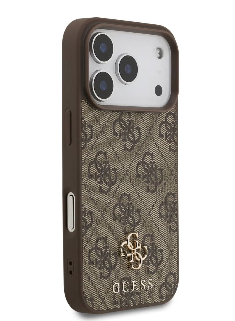 GUESS iPhone 17 Pro Max MagSafe Case – Brown 5G PU Leather with Small 4G and Classic Metal Logo | Ultra Slim & Lightweight | Easy Installation - Image 3