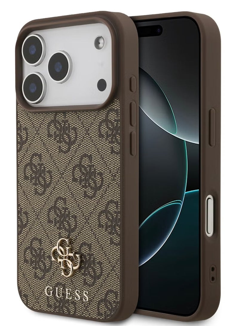 GUESS iPhone 17 Pro Max MagSafe Case – Brown 5G PU Leather with Small 4G and Classic Metal Logo | Ultra Slim & Lightweight | Easy Installation - Image 4