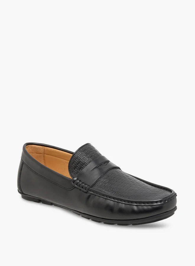 دوتشيني Men's Monogram Embossed Slip-On Moccasins