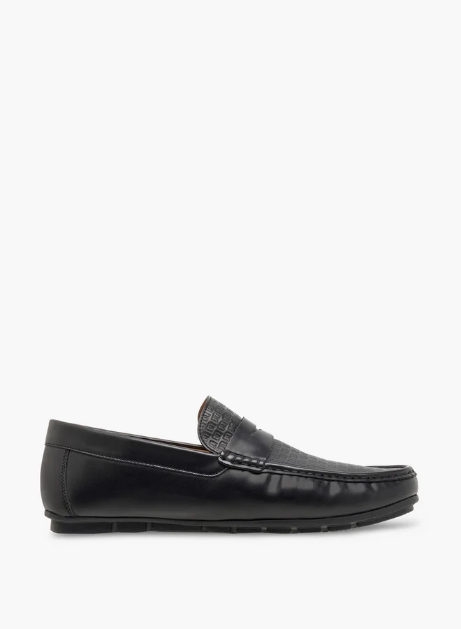 DUCHINI Men's Monogram Embossed Slip-On Moccasins