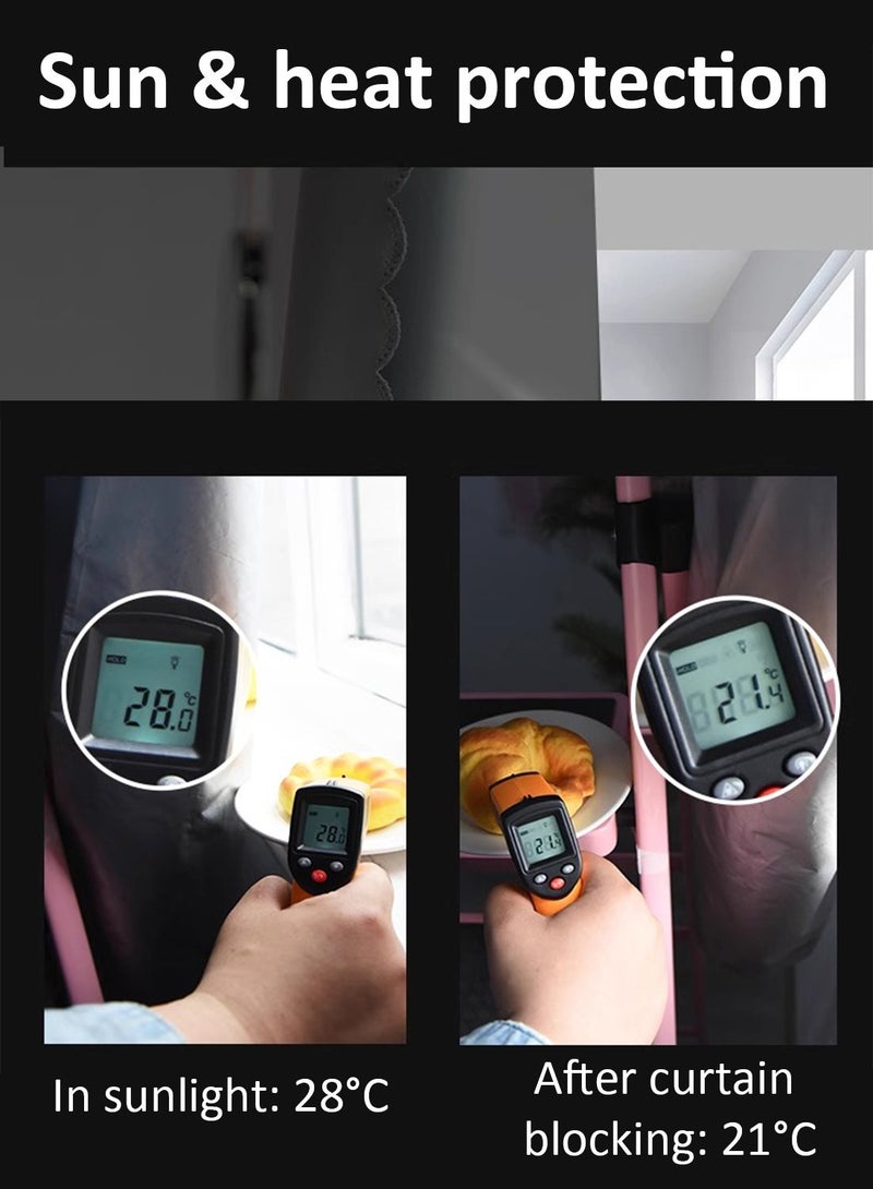 ستائر فيلكرو، بدون حفر، تعتيم 100٪، قطعة واحدة، مناسبة لنوافذ بعرض 75–100 سم (رمادي داكن W150 × H200 cm) - Image 5