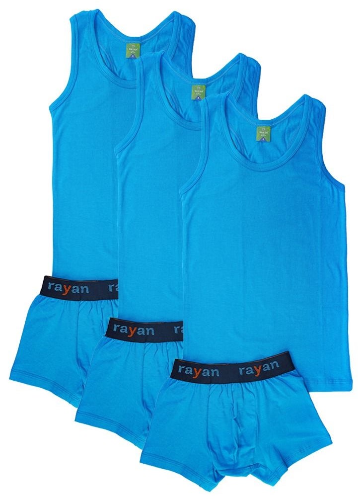 rayan - 3 - Sets  Boys/Kids Undershirt and Boxer underwear boy set Sky Blue - Image 1