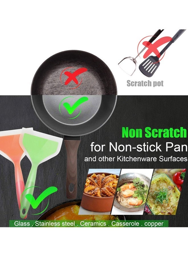 2 Pcs Silicone Spatula Turner, Wide Pancake Flipper, Tamagoyaki Shovel, BPA Free Non-Stick Egg Flipper for Omelette, Pizza, Steak & Fish - Image 4