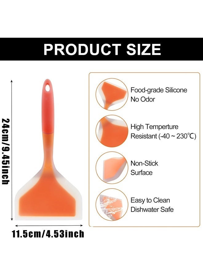 2 Pcs Silicone Spatula Turner, Wide Pancake Flipper, Tamagoyaki Shovel, BPA Free Non-Stick Egg Flipper for Omelette, Pizza, Steak & Fish - Image 2