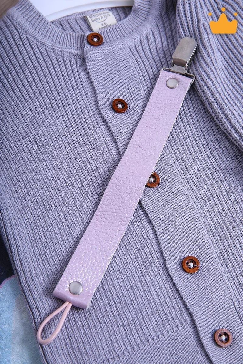 بيبي هولا Babyhola Genuine Leather Pacifier Chain Holder Specially Packaged Baby Gift Pearl Pink 1072