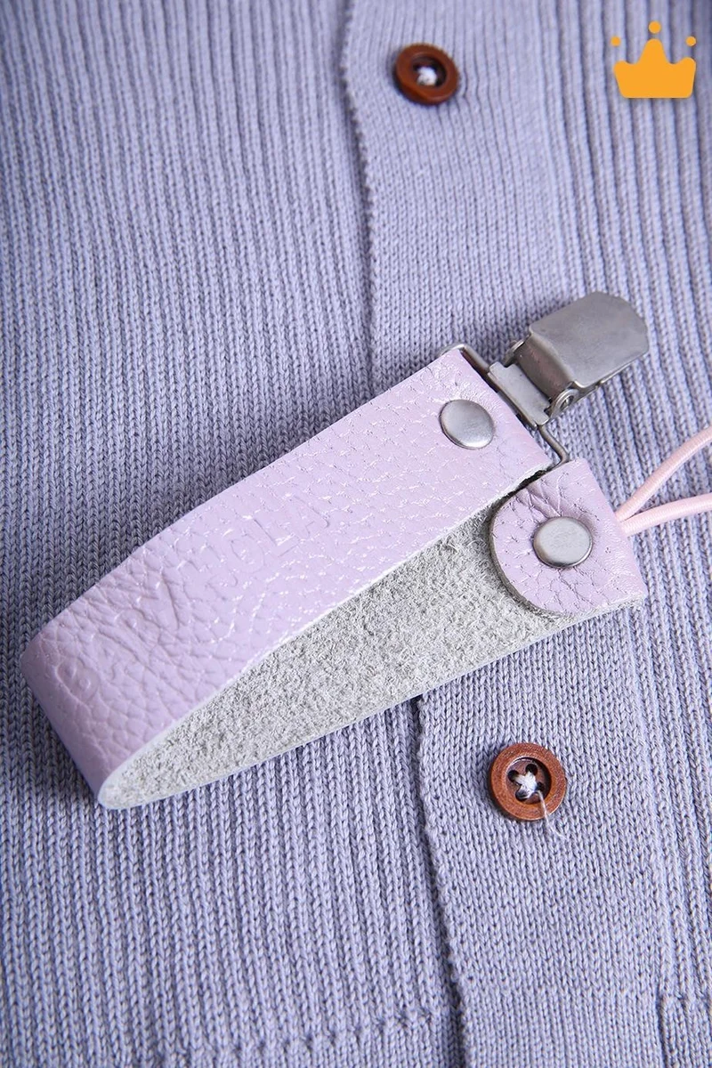 بيبي هولا Babyhola Genuine Leather Pacifier Chain Holder Specially Packaged Baby Gift Pearl Pink 1072