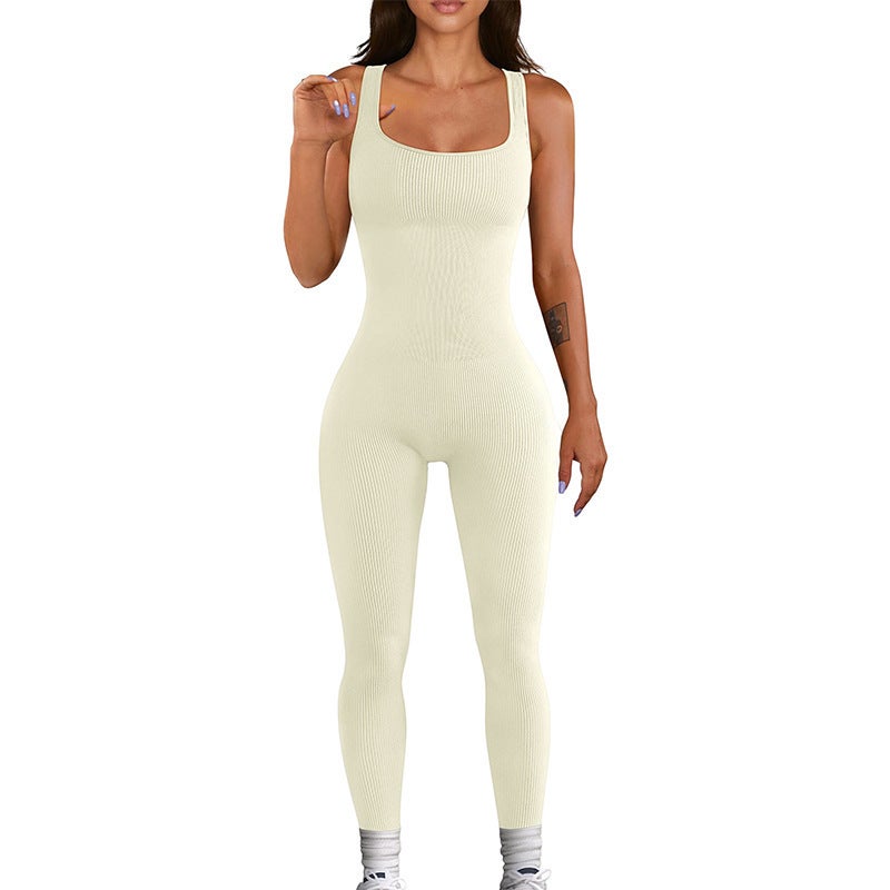 Explosions Threaded Trousers Jumpsuit Seamless Stretch Sportswear Fitness Jumpsuit Yoga Jumpsuit - Image 1