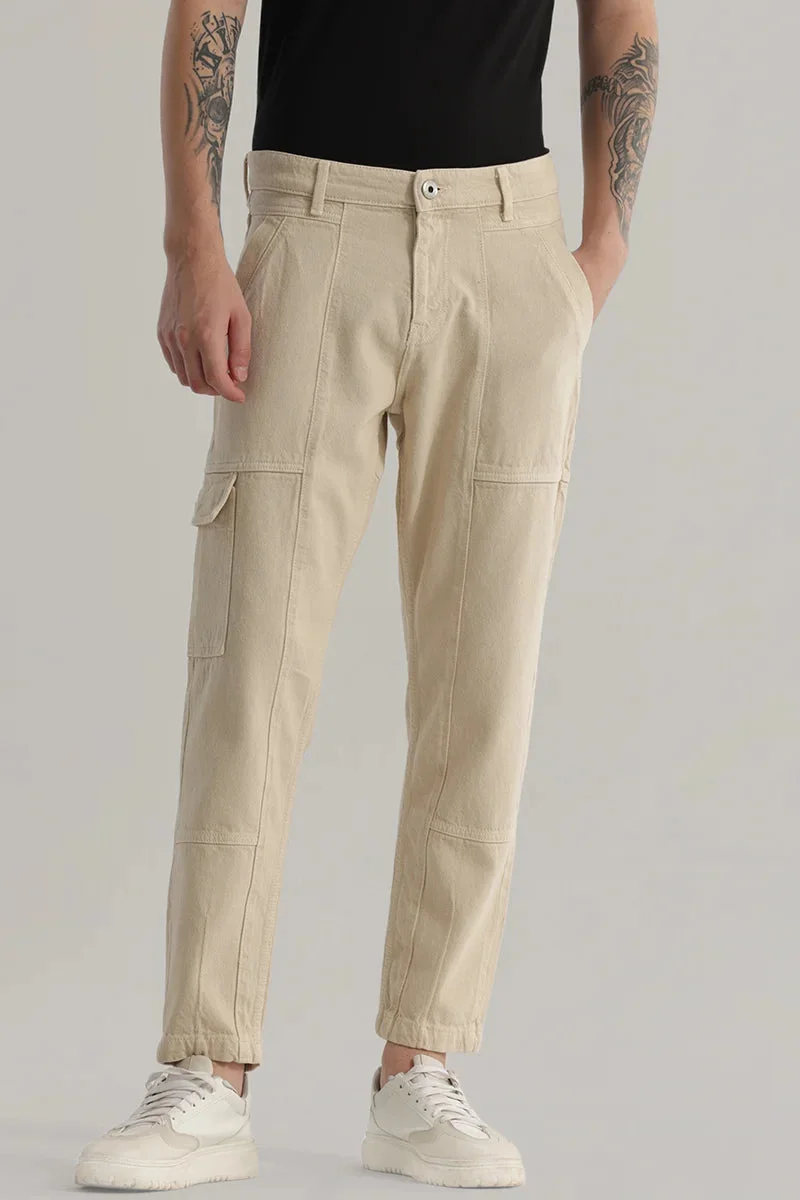 SNITCH Trendtwill Beige Relaxed Fit Jeans