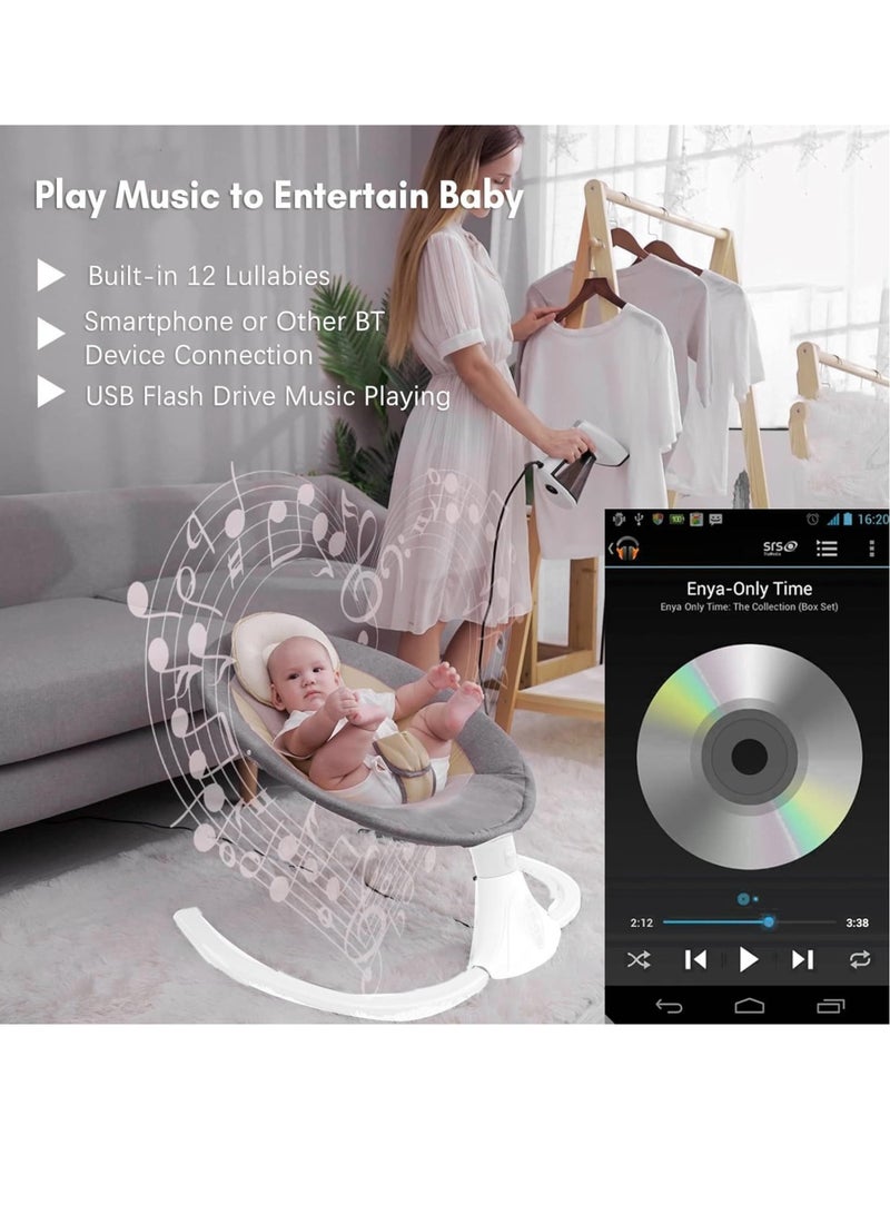 VUCATIN Baby Swing for Infants Electric Baby Rocker Baby Swing Rocker Bouncer with 4 Rocking Speed Bluetooth Remote Control 3 Point Harness Belt Music Speaker for Baby Boy Girl  - Image 2